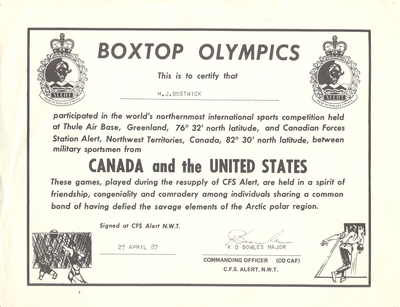 Boxtop Olympics certificate
For the life of me I don't remember what sport I participated in. Likely volleyball. 1987

