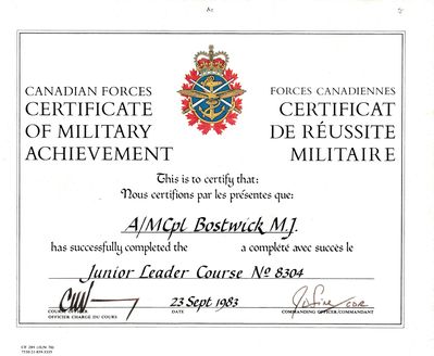 JLC course Certificate
1983

