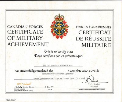 TQ5 Certificate
From course 7904 in 1979

