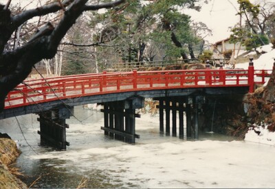 A bridge over the moat at the Hirosaki castle

